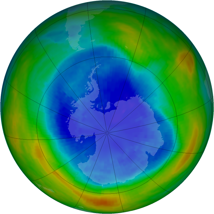 Antarctic ozone map for 11 September 1987
